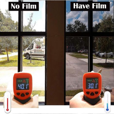 Film adhésif pour vitres occultant, effet miroir sans tain, résistant à la chaleur, protection solaire et anti-UV. (1/5)