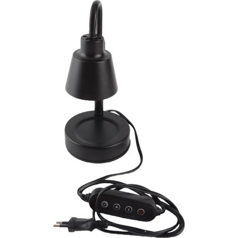 Ortviai Lampe chauffe-cire rétro réglable en hauteur avec minuterie et gradation – Noir, 50 W, prise UE (1/5)