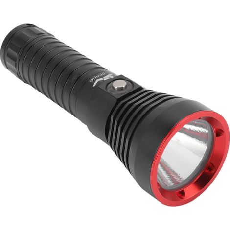Lampe de plongée LED 3000LM, torche sous-marine étanche IPX8 100m, lumière rouge, éclairage puissant pour plongée nocturne. (1/5)