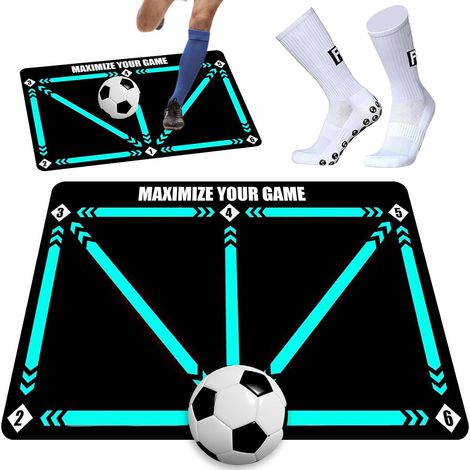 Tapis Football Entrainement 90 x 60 cm Tapisn d'entraînement Foot Antidérapant pour Football Dribble Footstep Pratique de Contrôl (1/5)