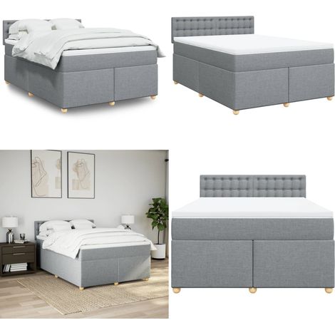 vidaXL Boxspringbett mit Matratze Hellgrau 160x200 cm Stoff (1/5)