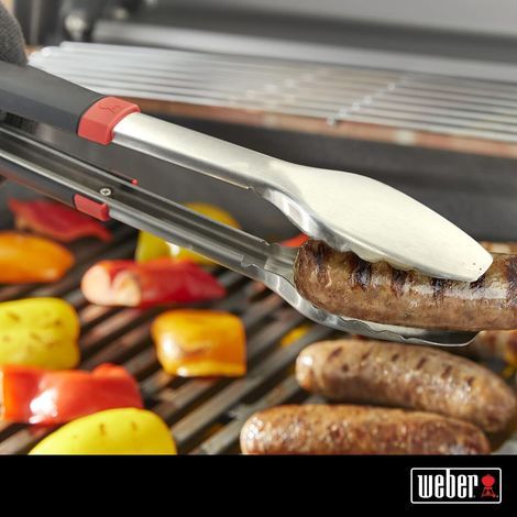 Pince de barbecue (40cm), en acier inoxydable, poignée confortable et système de verrouillage pratique, passe au lave-vaisselle, nettoyage facile, avec une boucle pour suspendre - Noir (6317) (1/3)