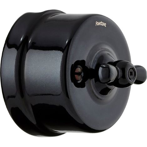 Interrupteur va et vient porcelaine noire 10A-250V 30308273 – Installation saillie avec câble apparent – Pour espaces industriels – Fontini