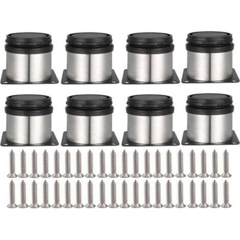 8 Pieds de Meuble Réglables en Acier Inoxydable Ronds – Pour Table, Canapé, Armoire, Étagère – 50 mm – Vis Incluses (1/5)