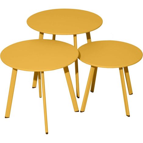 TAVOLO BASSO MASSAI GIALLO MIELE Ø50CM TAVOLINO ARREDO GIARDINO