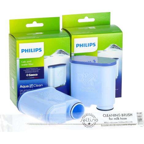 Kit per macchina da caffè Philips Saeco: 2 filtri Philips Saeco Aqua Clean CA6903 + spazzolino Seltino.