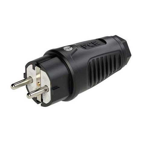 PC ELECTRIC 0511-SS FICHE ÉLECTRIQUE MÂLE AVEC TERRE CAOUTCHOUC 250 V NOIR IP54