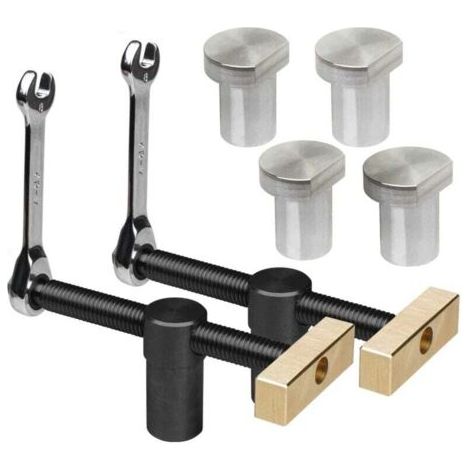 Lot de 2 pinces rapides pour banc avec 4 bancs pour trous de 20 mm, butées de positionnement pour banc de bricolage et pinces rapides pour trous de 20 mm (1/4)