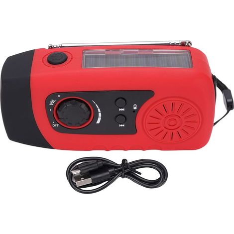 Radio météo FM à manivelle avec panneau solaire Toivize – 2000 mAh – Lampe – SOS – Charge rapide USB – Radio de survie pour trek, camping et urgence (1/5)