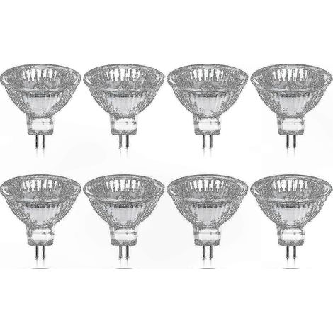 Ampoules halogènes MR16 GU5.3 35W 12V, blanc chaud 2800K, 400 lumens, verre transparent, lot de 8, variateur compatible, éclairage intense, remplacement idéal. (1/5)