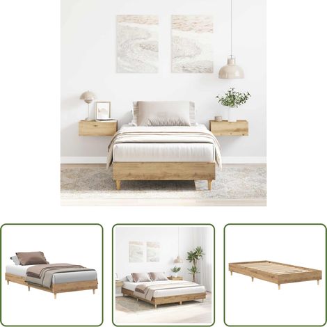 Lit chêne - Cadre de lit sans matelas chêne artisanal 100x200 cm (1/5)