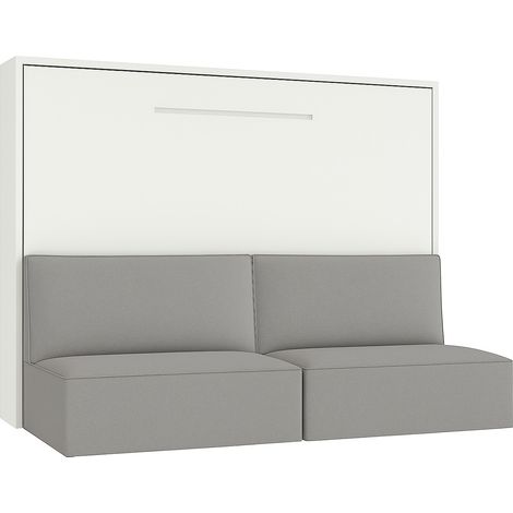 Les Tendances – Lit escamotable horizontal 160x200 cm – Canapé gris clair – Structure blanche – Mécanisme à ressorts à gaz – Fabrication italienne (1/5)
