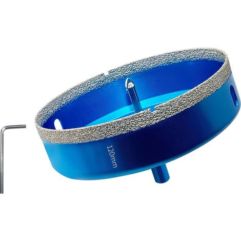 Scie Cloche Diamantée 120mm avec Foret Guidage de Centrage, Professionnelle Foret Diamanté Brasé pour Carrelage, Porcelaine, Verre, Marbre (1/5)