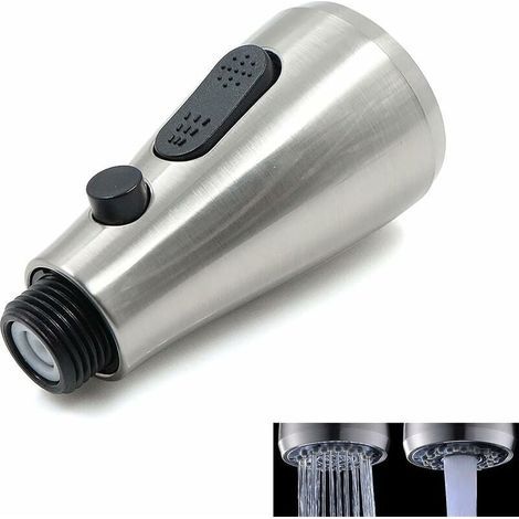Robinet évier Cuisine Rechange Robinet - Douchette robinet extractible en plastique, finition brossée, prend en charge 2 modes de commutation (pulvérisation, débit) avec bouton d'arrêt (1/4)