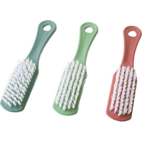Lot de 3 brosses à linge en plastique, brosse à récurer à long manche avec poils souples pour vêtements, chaussures et détachage, dimensions 16,5 x 3,5 cm (1/5)