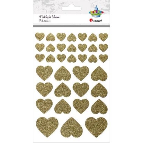 Autocollants en forme de cœurs à paillettes dorées, 36 pièces.