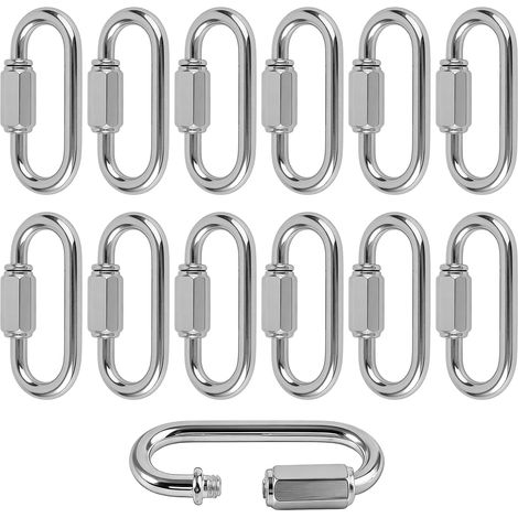 12 Pièces M4 Connecteurs de Chaîne Rapides Robustes en Forme de D (1/5)