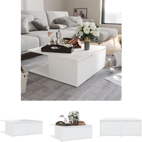 Wohnzimmertisch - vidaXL Couchtisch Weiß 80x80x31 cm Holzwerkstoff - Stauraum Couchtisch (1/5)