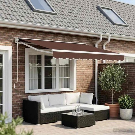 vidaXL Tessuto di Ricambio per Tenda da Sole Marrone 350x250 cm Poliestere