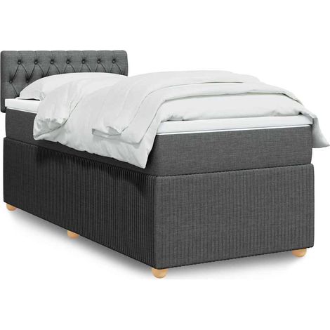 Boxspringbett mit Matratze Dunkelgrau 80x200 cm Stoff