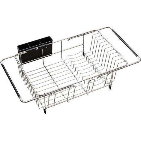 Égouttoir extensible en acier inoxydable pour plans de travail de cuisine, couleur argent (1/4)