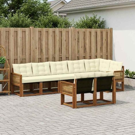 vidaXL Outdoor-Sofagarnitur mit Kissen 8 pcs Natur und Creme (1/5)