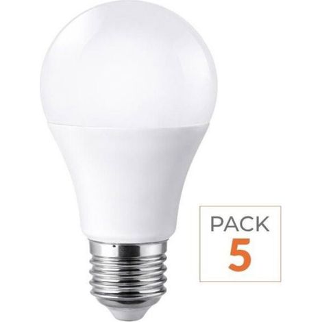 Pack de 5 - Ampoule LED E27 9W 220V A60 180° - Blanc Froid 6000K - 8000K - (1/4)