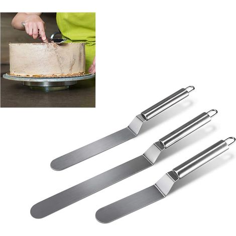 MINKUROW Coltello Da Torta E Coltello Da Torta Tavolozza Angolare In Acciaio Inossidabile Da 3 Pezzi In 27 Cm, 32 Cm, 37 Cm Coltelli Da Glassa In Acciaio Inossidabile Coltelli Da Cucina Professionali