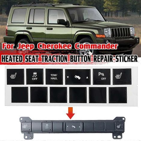Ensemble d'autocollants de réparation pour bouton de traction de siège chauffant de voiture Jeep Cherokee Commander (1/5)