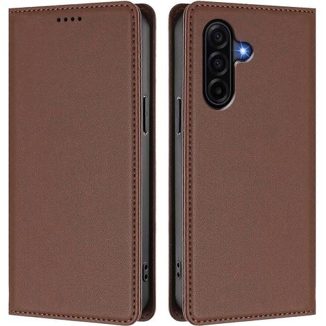 Pour Samsung Galaxy A57 5G Étui Portefeuille en Cuir Fermeture Magnétique Anti-RFID Housse de Téléphone - Marron (1/5)
