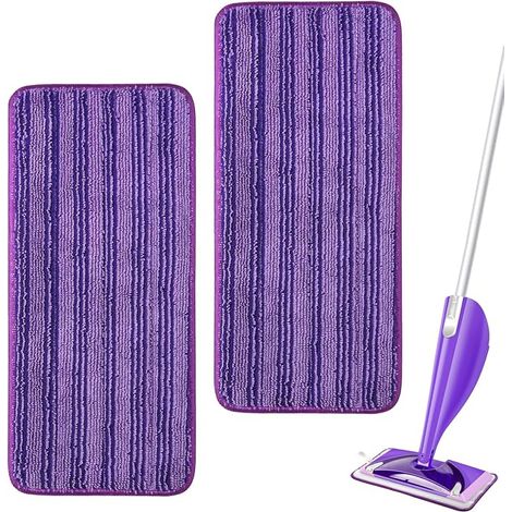 Paquete de 2 almohadillas de microfibra reutilizables para fregona, compatibles con fregonas Wet Jet (morado) (1/5)