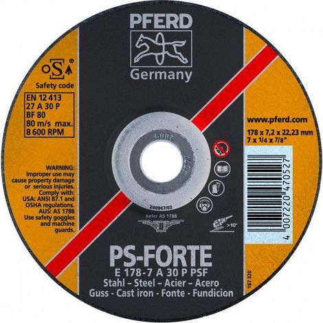 Disque à ébarber PS-FORTE A (carton) PFERD - Cond. /pcs: 10 - Ø mm: 125 - Ep. mm: 7