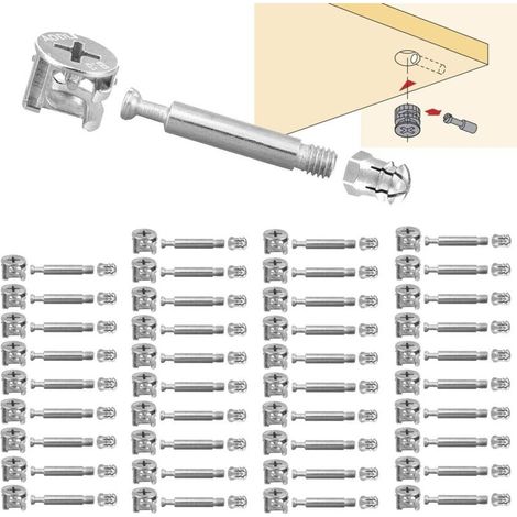 Set di 40 raccordi a camme per collegamenti di pannelli di mobili e armadi, raccordi eccentrici M6x40mm per tavoli e armadi.