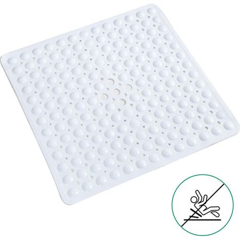 Tapis de douche carrés Tapis de bain antidérapants anti-moisissures Tapis de salle de bain lavable en machine avec ventouse, tapis de douche pour enfants en caoutchouc antibactérien avec trous de drai (1/5)