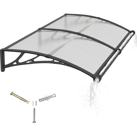 Auvent de Porte d'entrée 80x200cm Toit Marquise en Polycarbonate Porte Résistante Toit Abri Protection Contre La Pluie et UV Protection Contre la Pluie et la Neige (1/5)