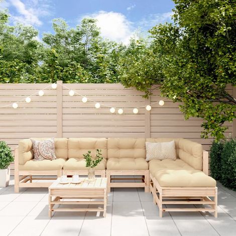 7-tlg. Garten-Lounge-Set Massivholz Kiefer (1/5)