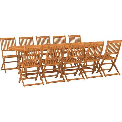 Mobile da pranzo da giardino 11 pezzi in legno massello di acacia 020014735