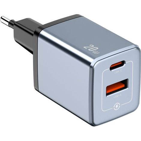 Cargador rápido NEXTBATT de 20 W  USB-C / USB-A  Negro/Gris