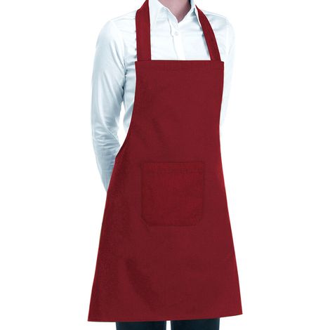 Grembiule Cucina Cotone Resistente Pettorina Ristorante Bar Cameriere Unisex - Rosso