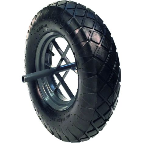 Roue de brouette gonflable 4PR – Jante tôle peinte noire – Pneumatique renforcée pour terrains accidentés – Vitesse maxi 4 km/h – Caujolle (1/3)