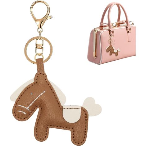Handmade leather pony keychain, adorable handbag charm, Year of the Horse, tote bag accessory, gift idea (1/5)