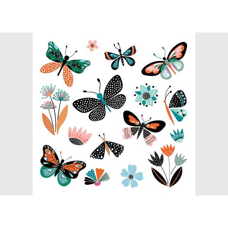 Stickers Papillons abstract - 1 planche 30x30cm (1/5)