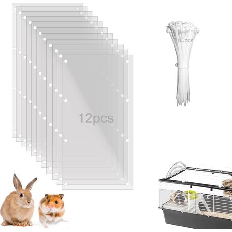 Urinschutz für Haustierkäfige, 12er-Pack Käfigrandeinlagen für Kaninchen, Meerschweinchen, Hamster, Igel, Chinchillas, hält die Streu im Käfig (transparent, 30 x 15 cm) (1/5)