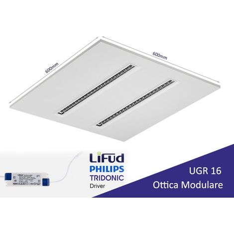 Pannello Led Con Ottica Modulare UGR 16 Bianco Neutro 30W 60X60cm 150LM/W Per Ufficio Enti Pubblici