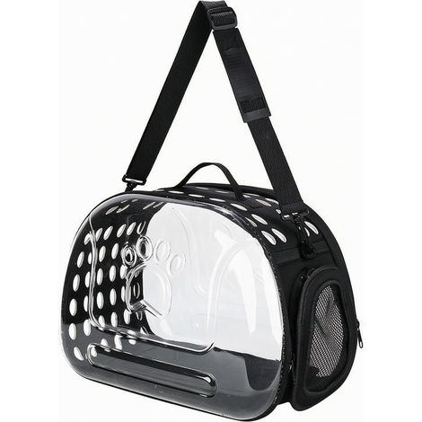Sac de transport pour chat et chien - Léger et respirant - Sac à main avec bandoulière - Pour voyage, avion, train et voiture - 42x28x32 cm-Noir (1/5)