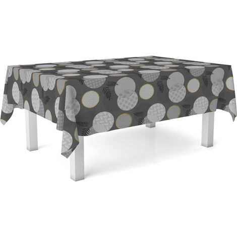 Nappe Toile cirée Anti-Taches Lavable Ronde 140 cm Noir (1/5)