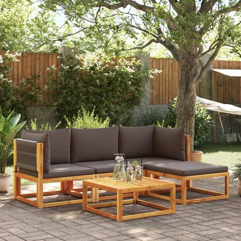 Teenpull – 5-tlg. Gartensofa-Set mit Kissen Holz Akazie & Seil (1/5)