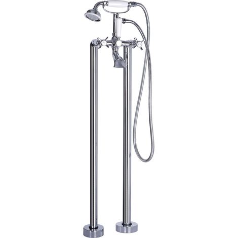 Signature Greenwich Freestanding Bath Shower Mixer Tap with Shower Kit - Chrome (1/2)