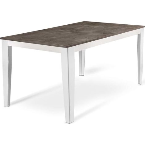 Tavolo allungabile cemento grigio-metallo bianco 80 cm x 130-290 cm H. 76 cm (1/4)