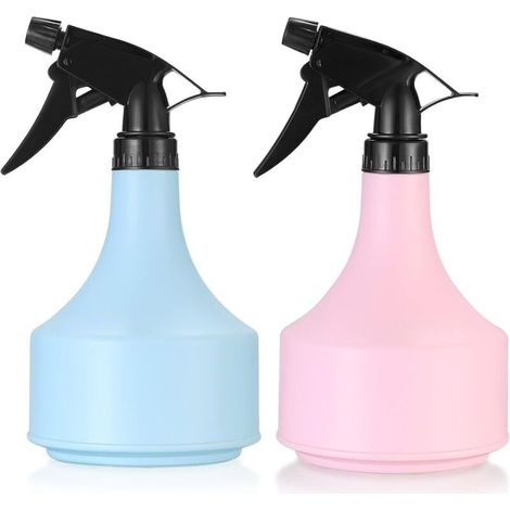 2 Pièces Pulverisateur Vide, 500ML Vaporisateur Bouteilles Plastique, Flacon Spray Vide, Brumisateurs Eau Rechargeable à Pompe, Pulvérisateur pour Plantes, Jardin, Cuisine, Interieur - Rose+Bleu